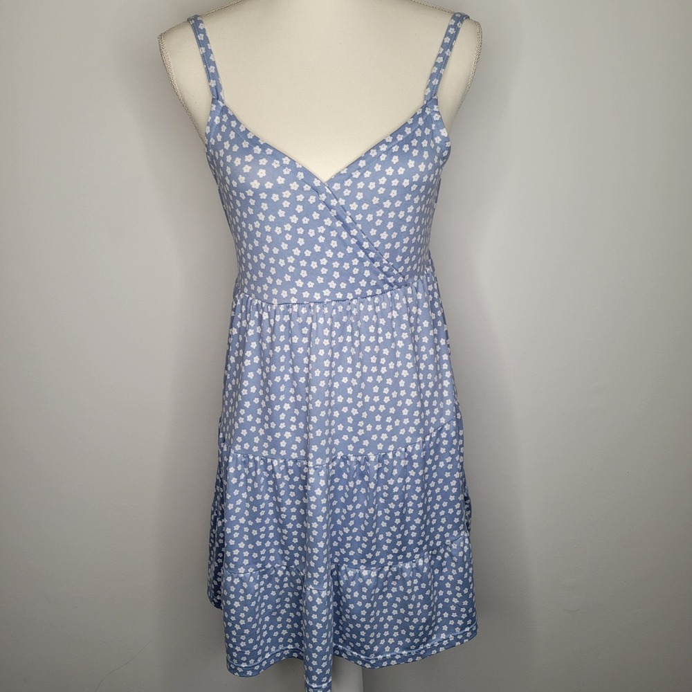 Hollister Babydoll Sundress Womens Medium‎ Blue Ditsy Floral Summer Coquette